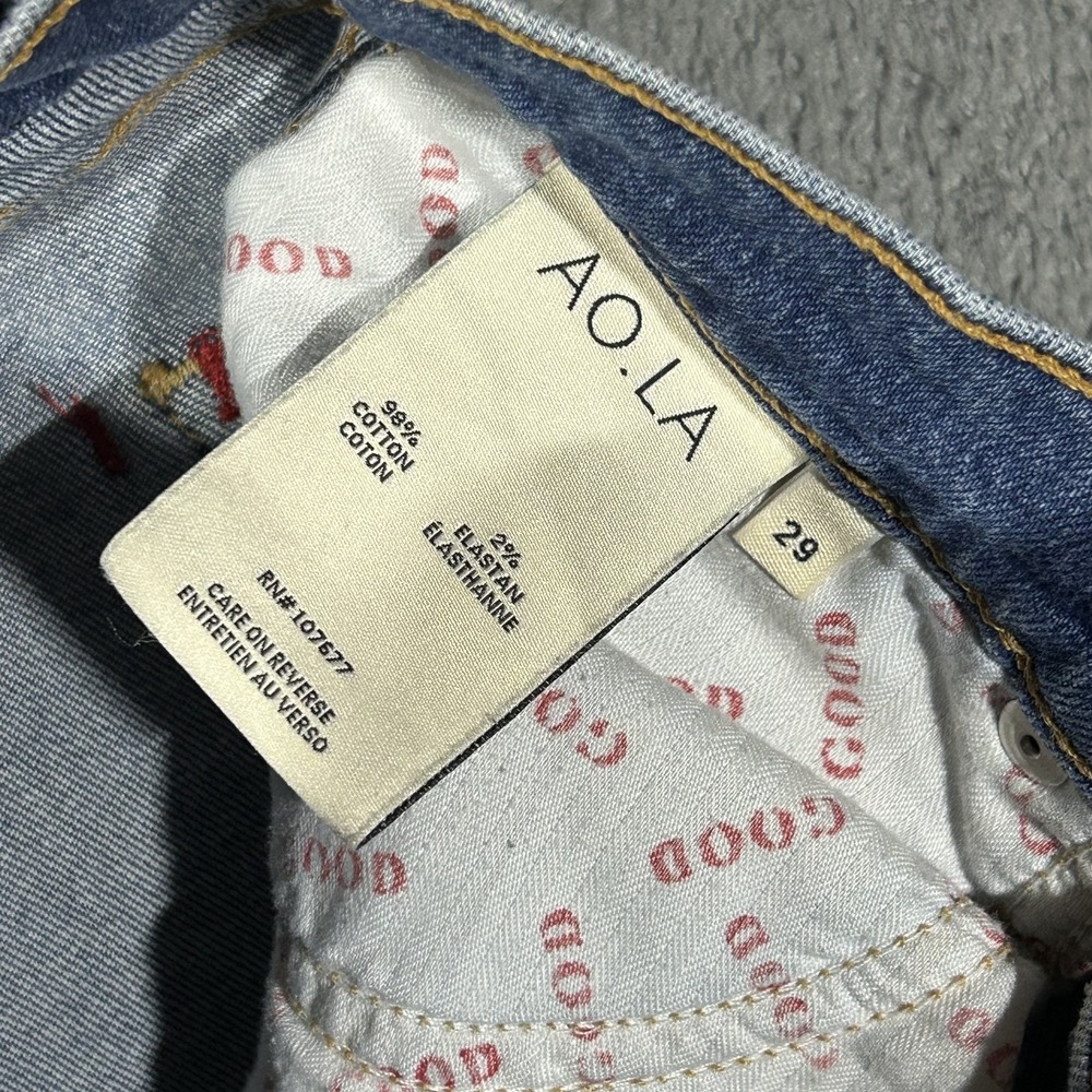 Alice Olivia AO.LA Good High Rise Ankle Skinny Jeans Front Slit Blue 29 #3894 - Picture 2 of 9